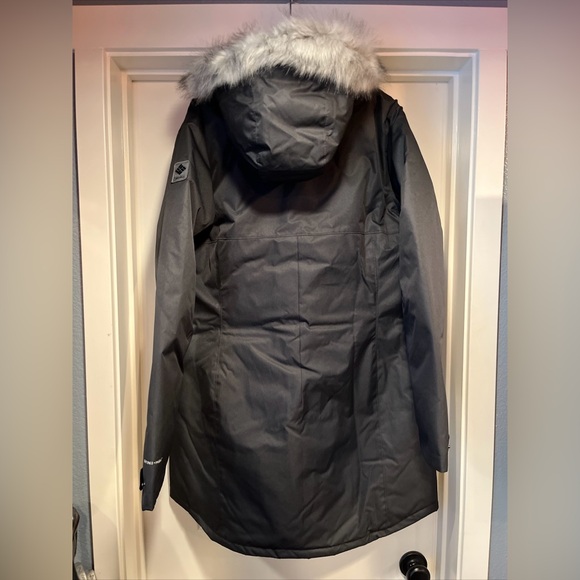 Womens XL Columbia Suttle Mountain Long Insulated Jacket Black Hood Waterproof - Picture 9 of 16